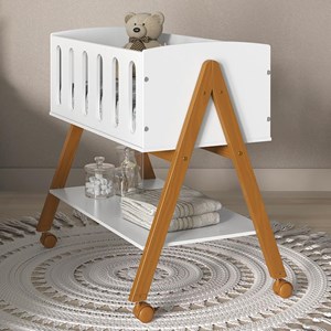 Mini Berço Multifuncional Moisés Sissi Branco Soft/Eco Wood - Matic Móveis  