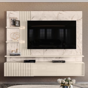 Painel Home Suspenso Atena Calacata/Off White para TV até 65” - Madetec