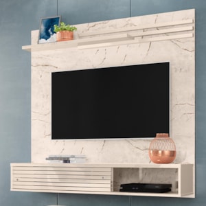 Painel Home Suspenso Frizz Sublime Calacata/Off White para TV até 55” - Madetec