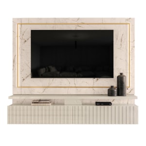 Painel Home Suspenso Gaia Calacata/Off White para TV até 75” - Madetec