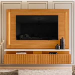 Painel Home Suspenso Gaia Cinamomo/Off White para TV até 75” - Madetec