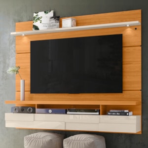 Painel Home Suspenso Lana 1.8 Cinamomo/Off White para TV até 60” - Madetec 