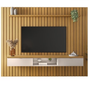 Painel Ripado You Illusion 2.7 Cinamomo/Off White  para TV até 75” - HB Móveis