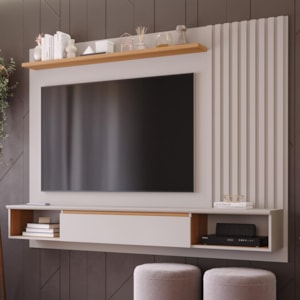 Painel Suspenso Bahamas Plus Off White/Nature para TV até 65” - Permóbili