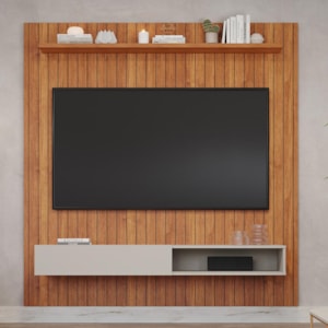 Painel Suspenso Caravelas 1.8 Cinamomo/Off White para TV até 72” - Permóbili 