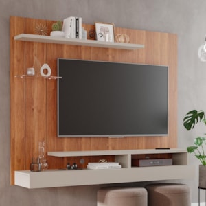 Painel Suspenso Valência Plus Cinamomo/Off White para TV até 50” - Permóbili 