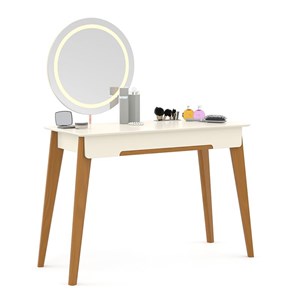 Penteadeira Tifanny Espelho Giratório com LED Off White/Eco Wood - Matic Móveis 