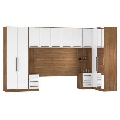 Quarto Modulado Casal Irlanda Composição 4 Amêndola/Branco - Demartêz  