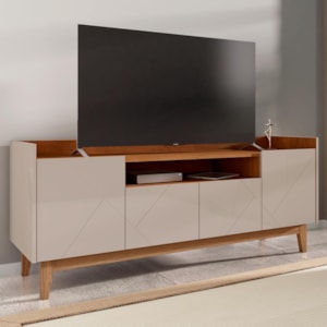 Rack Bancada Adria 158cm Off White/Cedro para TV até 60” - Casa D