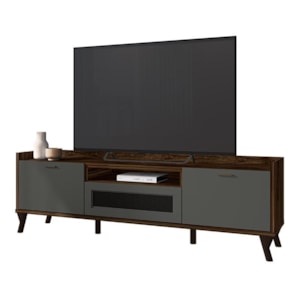 Rack Bancada Arcade 1.8 para TV Palisandro/Cinza Régio - PR Móveis