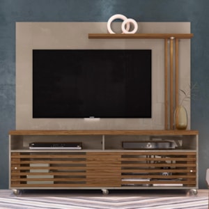 Rack Bancada com Painel Frizz Fendi/Naturale para TV até 65” - Madetec