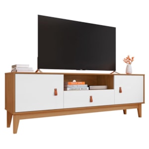 Rack Bancada Esmeralda Plus 160cm Cedro/Branco para TV até 60” - Casa D