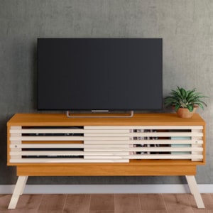 Rack Bancada Frizz 1.5 Cinamomo/Off White  para TV até 65” - Madetec