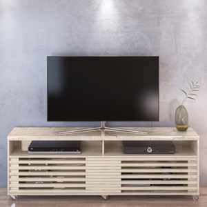 Rack Bancada Frizz 1.8 Calacata/Off White com Rodízios para TV até 65” - Madetec