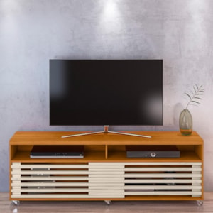 Rack Bancada Frizz 1.8 Cinamomo/Off White com Rodízios para TV até 65” - Madetec