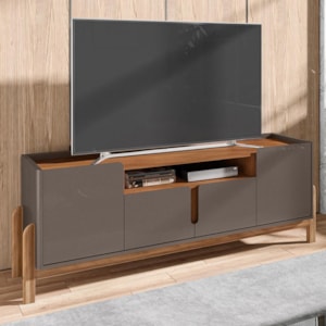 Rack Bancada Lizz 170cm Cinza Pérola/Cedro para TV até 60” - Casa D