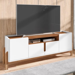 Rack Bancada Lizz 190cm Branco/Cedro para TV até 60” - Casa D