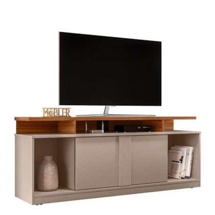 Rack Bancada Milan Grigio/Cinamomo Mel para TV até 65” - Mobler