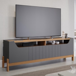 Rack Bancada Moema 185cm Grafite/Nature para TV até 70” - Permóbili 