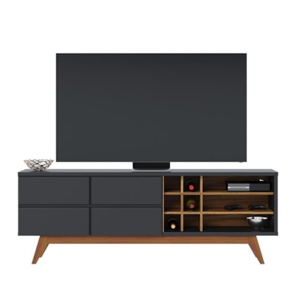 Rack Bancada Noronha Preto/Noce Milano para TV de 70” - Colibri