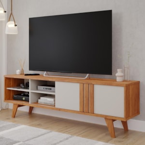 Rack Bancada Paraty 180cm Cinamomo/Off White para TV até 60” - Permóbili