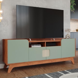 Rack Bancada Paris 180cm Cinamomo/Sálvia para TV até 60” - Permóbili Cinamomo/Sálvia