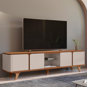 Rack Bancada Roma 217cm Cedro/Off White para TV até 60” - Casa D