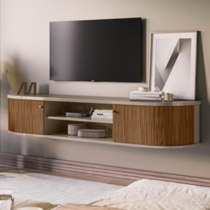 Rack Bancada Suspenso Algarve Fendi/Naturale para TV até 75” - Madetec