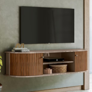 Rack Bancada Suspenso Modena Fendi/Naturale para TV até 60” - Madetec